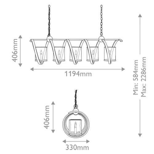 Lampa wyspowa Maximus - 5 źródeł światła