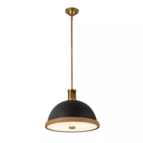 Lampa wisząca Doral - 2 źródła światła - Matowa czerń, vintage mosiądz