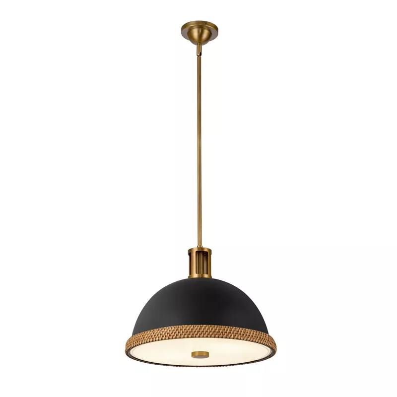 Lampa wisząca Doral - 2 źródła światła - Matowa czerń, vintage mosiądz
