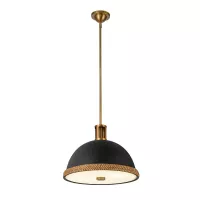 Lampa wisząca Doral - 2 źródła światła - Matowa czerń, vintage mosiądz