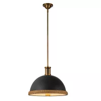 Lampa wisząca Doral - 2 źródła światła - Matowa czerń, vintage mosiądz