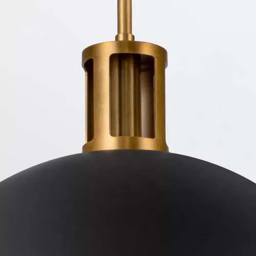 Lampa wisząca Doral - 2 źródła światła - Matowa czerń, vintage mosiądz