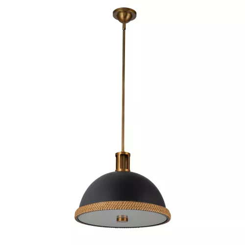 Lampa wisząca Doral - 2 źródła światła - Matowa czerń, vintage mosiądz