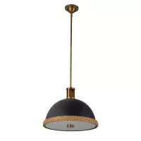 Lampa wisząca Doral - 2 źródła światła - Matowa czerń, vintage mosiądz