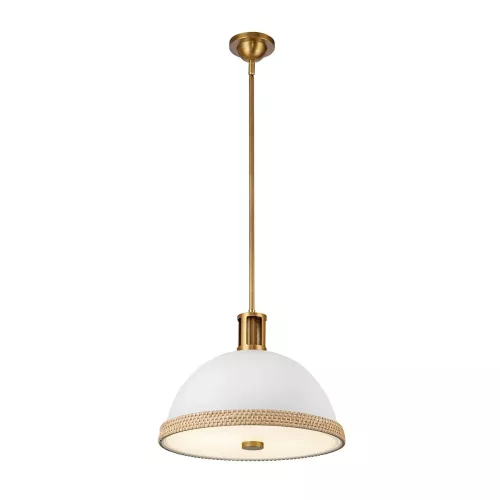 Lampa wisząca Doral - 2 źródła światła - Matowa biel, vintage mosiądz