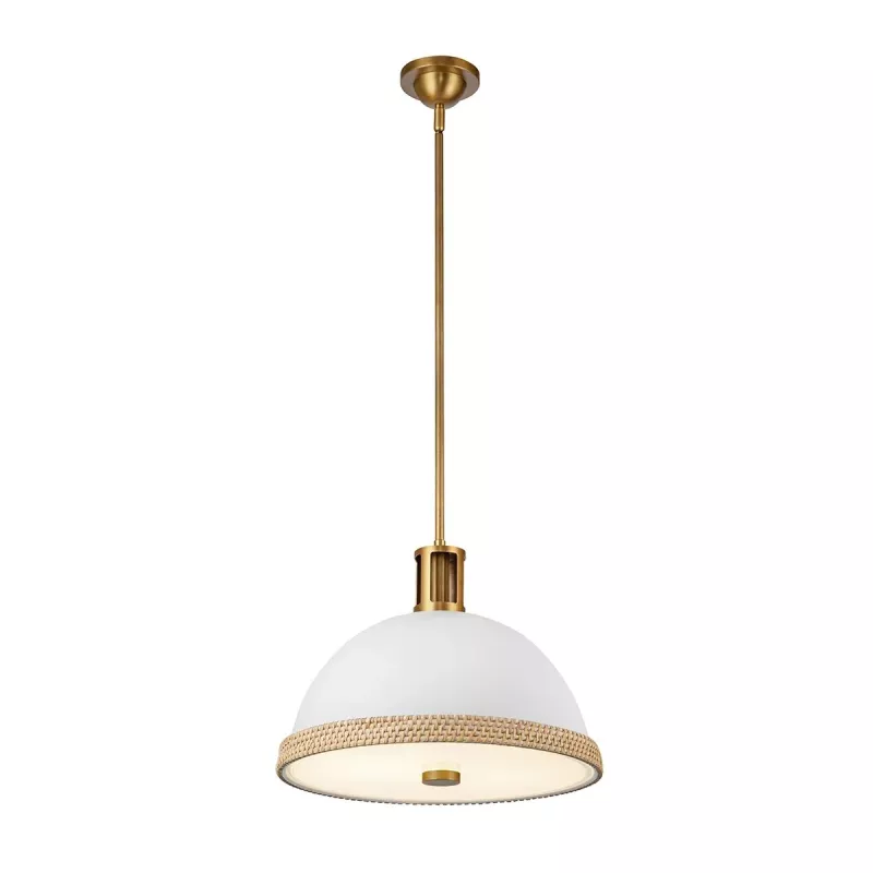 Lampa wisząca Doral - 2 źródła światła - Matowa biel, vintage mosiądz