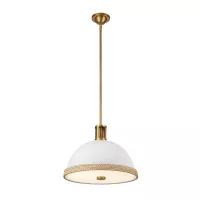 Lampa wisząca Doral - 2 źródła światła - Matowa biel, vintage mosiądz