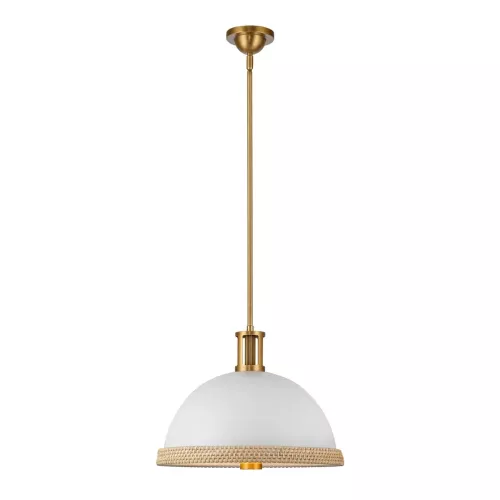Lampa wisząca Doral - 2 źródła światła - Matowa biel, vintage mosiądz