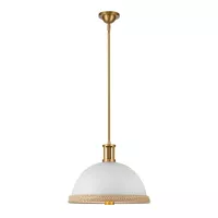 Lampa wisząca Doral - 2 źródła światła - Matowa biel, vintage mosiądz
