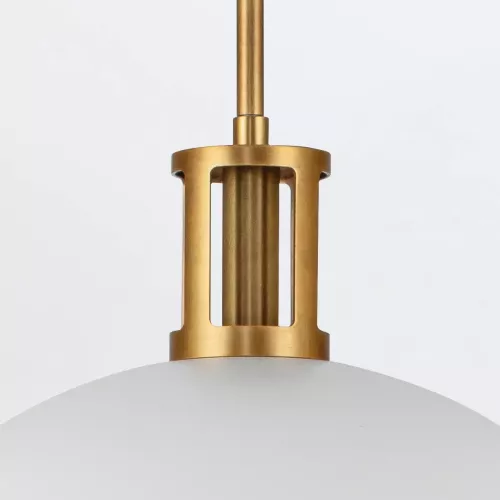 Lampa wisząca Doral - 2 źródła światła - Matowa biel, vintage mosiądz