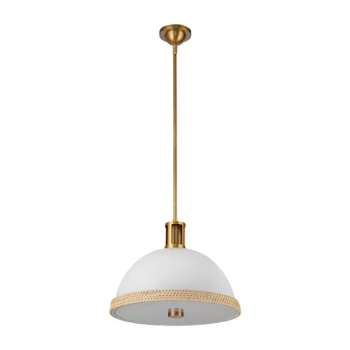 Lampa wisząca Doral - 2 źródła światła - Matowa biel, vintage mosiądz