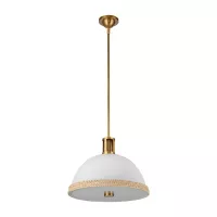 Lampa wisząca Doral - 2 źródła światła - Matowa biel, vintage mosiądz
