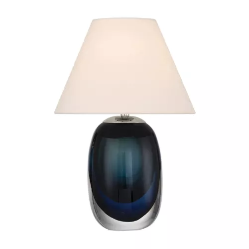Bezprzewodowa lampa stołowa Danza - Niebieski, przezroczysty, polerowany nikiel