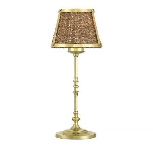 Bezprzewodowa lampa stołowa Deauville - Polerowany mosiądz, naturalne