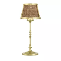 Bezprzewodowa lampa stołowa Deauville - Polerowany mosiądz, naturalne
