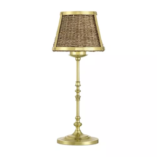 Bezprzewodowa lampa stołowa Deauville - Polerowany mosiądz, naturalne