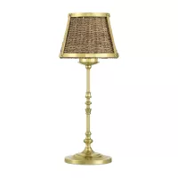 Bezprzewodowa lampa stołowa Deauville - Polerowany mosiądz, naturalne