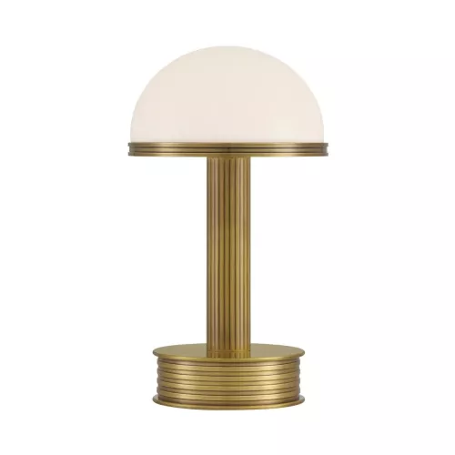 Bezprzewodowa lampa stołowa Promenade - Antyczny mosiądz, biały