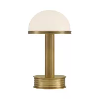 Bezprzewodowa lampa stołowa Promenade - Antyczny mosiądz, biały