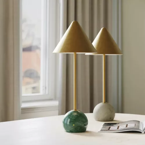 Bezprzewodowa lampa stołowa Journey - Antyczny mosiądz, zielony