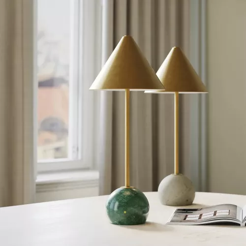 Bezprzewodowa lampa stołowa Journey - Antyczny mosiądz, naturalne