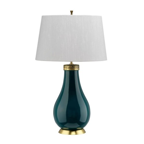 Lampa stołowa Havering - 1 źródło światła - Turkusowy, postarzany mosiądz