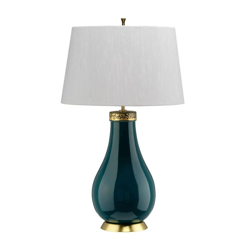 Lampa stołowa Havering - 1 źródło światła - Turkusowy, postarzany mosiądz