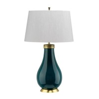 Lampa stołowa Havering - 1 źródło światła - Turkusowy, postarzany mosiądz