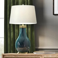 Lampa stołowa Havering - 1 źródło światła - Turkusowy, postarzany mosiądz