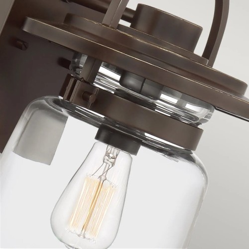 Średnia latarnia naścienna Lasalle - 1 źródło światła - Ciemnobrązowy