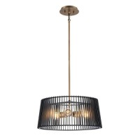Lampa wisząca Linara - 3 źródła światła - Czarny, naturalny mosiądz