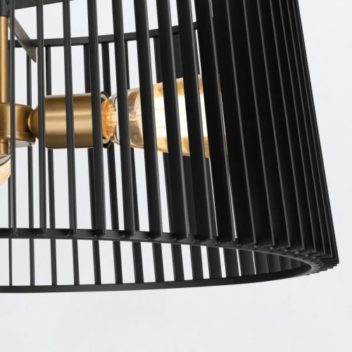 Lampa wisząca Linara - 3 źródła światła - Czarny, naturalny mosiądz