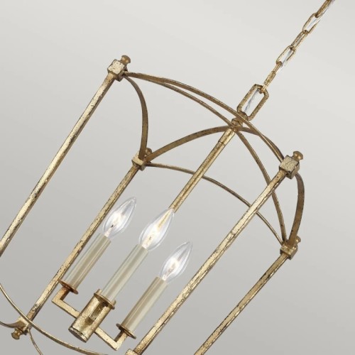 Lampa wisząca Thayer - 3 źródła światła - Antyczne złocenie