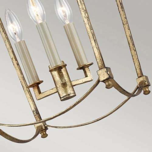 Lampa wisząca Thayer - 3 źródła światła - Antyczne złocenie