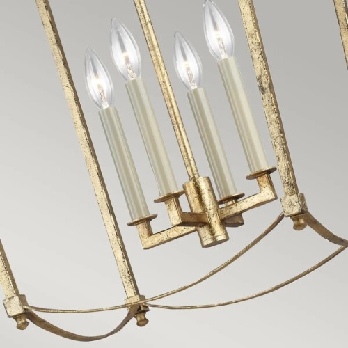 Lampa wisząca Thayer - 4 źródła światła - Antyczne złocenie
