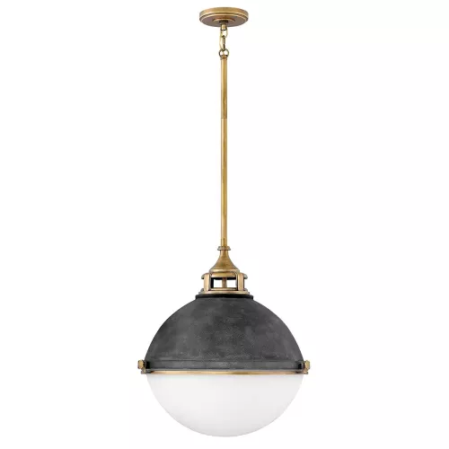 Lampa wisząca Fletcher - 3 źródła światła - Postarzany cynk, klasyczny mosiądz