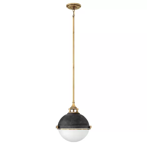 Lampa wisząca Fletcher - 2 źródła światła - Postarzany cynk, klasyczny mosiądz