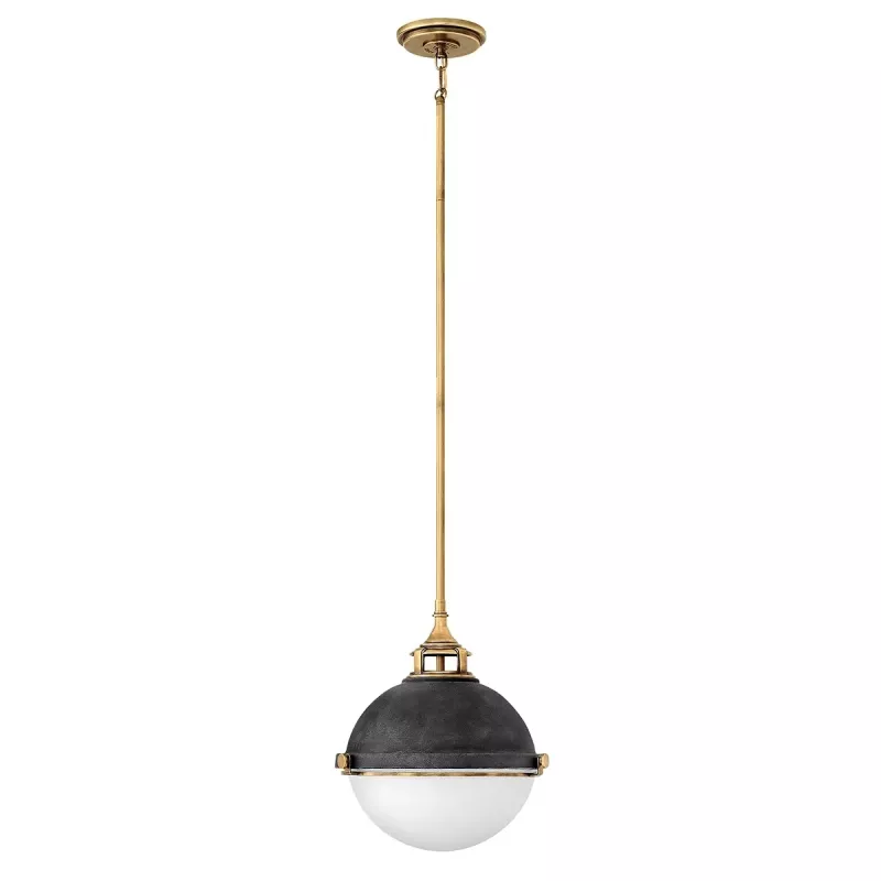 Lampa wisząca Fletcher - 2 źródła światła - Postarzany cynk, klasyczny mosiądz