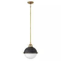 Lampa wisząca Fletcher - 2 źródła światła - Postarzany cynk, klasyczny mosiądz