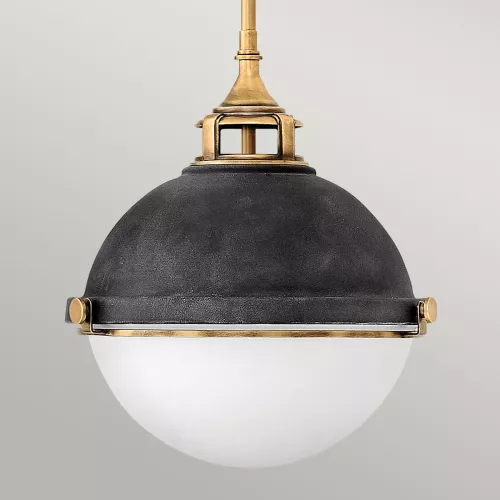 Lampa wisząca Fletcher - 2 źródła światła - Postarzany cynk, klasyczny mosiądz