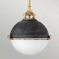 Lampa wisząca Fletcher - 2 źródła światła - Postarzany cynk, klasyczny mosiądz