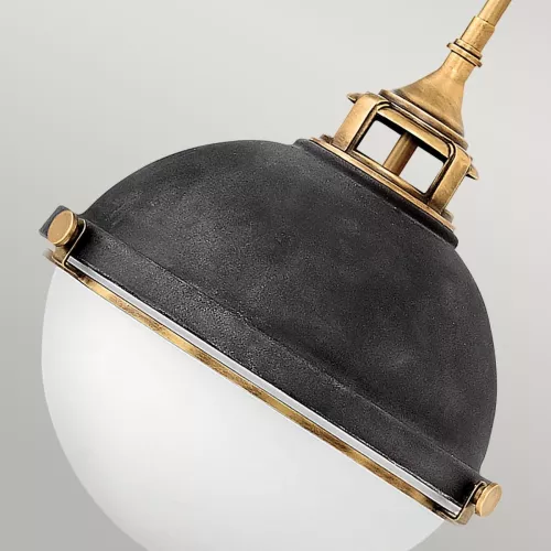 Lampa wisząca Fletcher - 2 źródła światła - Postarzany cynk, klasyczny mosiądz