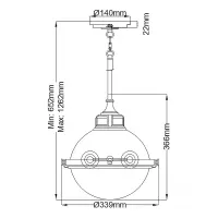 Lampa wisząca Fletcher - 2 źródła światła - Postarzany cynk, klasyczny mosiądz