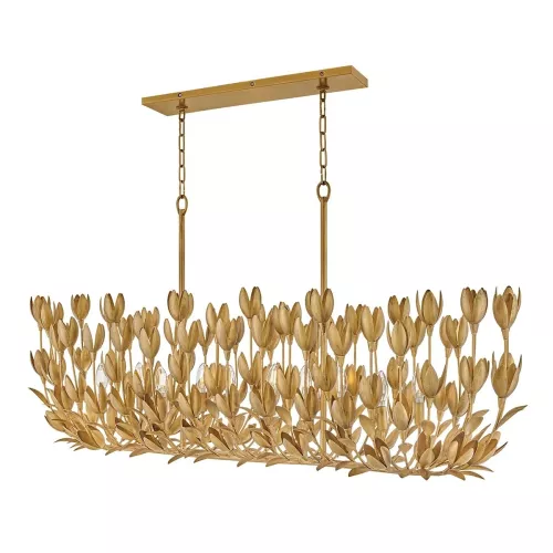 Lampa wyspowa Flora - 10 źródeł światła - Oksydowane złoto