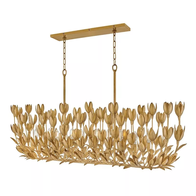 Lampa wyspowa Flora - 10 źródeł światła - Oksydowane złoto