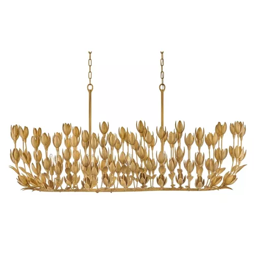 Lampa wyspowa Flora - 10 źródeł światła - Oksydowane złoto