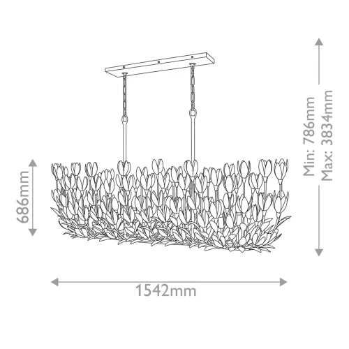 Lampa wyspowa Flora - 10 źródeł światła - Oksydowane złoto