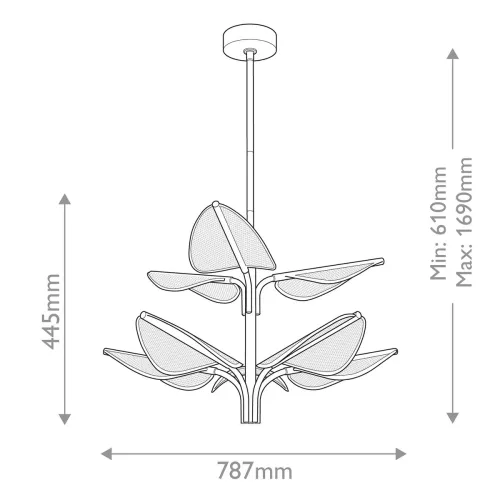 Duża lampa wisząca LED Floriana - Naturalny mosiądz