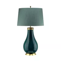 Lampa stołowa Havering - 1 źródło światła - Turkusowy, postarzany mosiądz