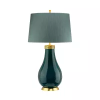 Lampa stołowa Havering - 1 źródło światła - Turkusowy, postarzany mosiądz